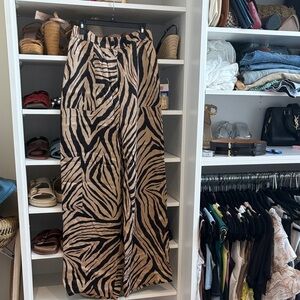 Zara Black and Tan Animal Print Pants